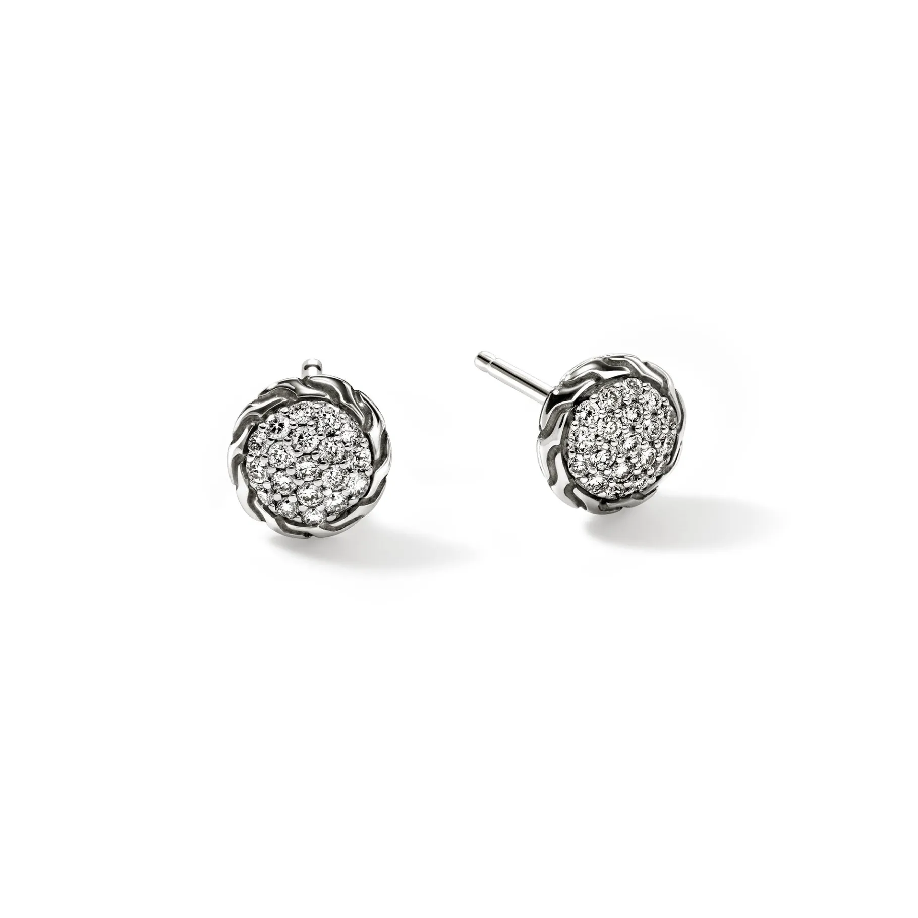 Women John Hardy JH Essential Pavé Stud Earring, Sterling Silver, Diamonds, 7MM
