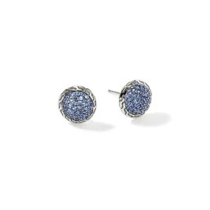 Women John Hardy JH Essential Pavé Stud Earring, Sterling Silver, Gemstones, 10MM