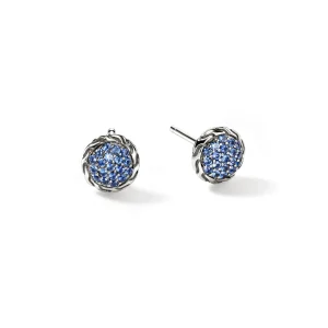Women John Hardy JH Essential Pavé Stud Earring, Sterling Silver, Gemstones, 7MM