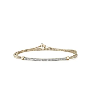 Women John Hardy JH Essential Pavé Wrap Bracelet, Gold, Diamonds, 1.8MM