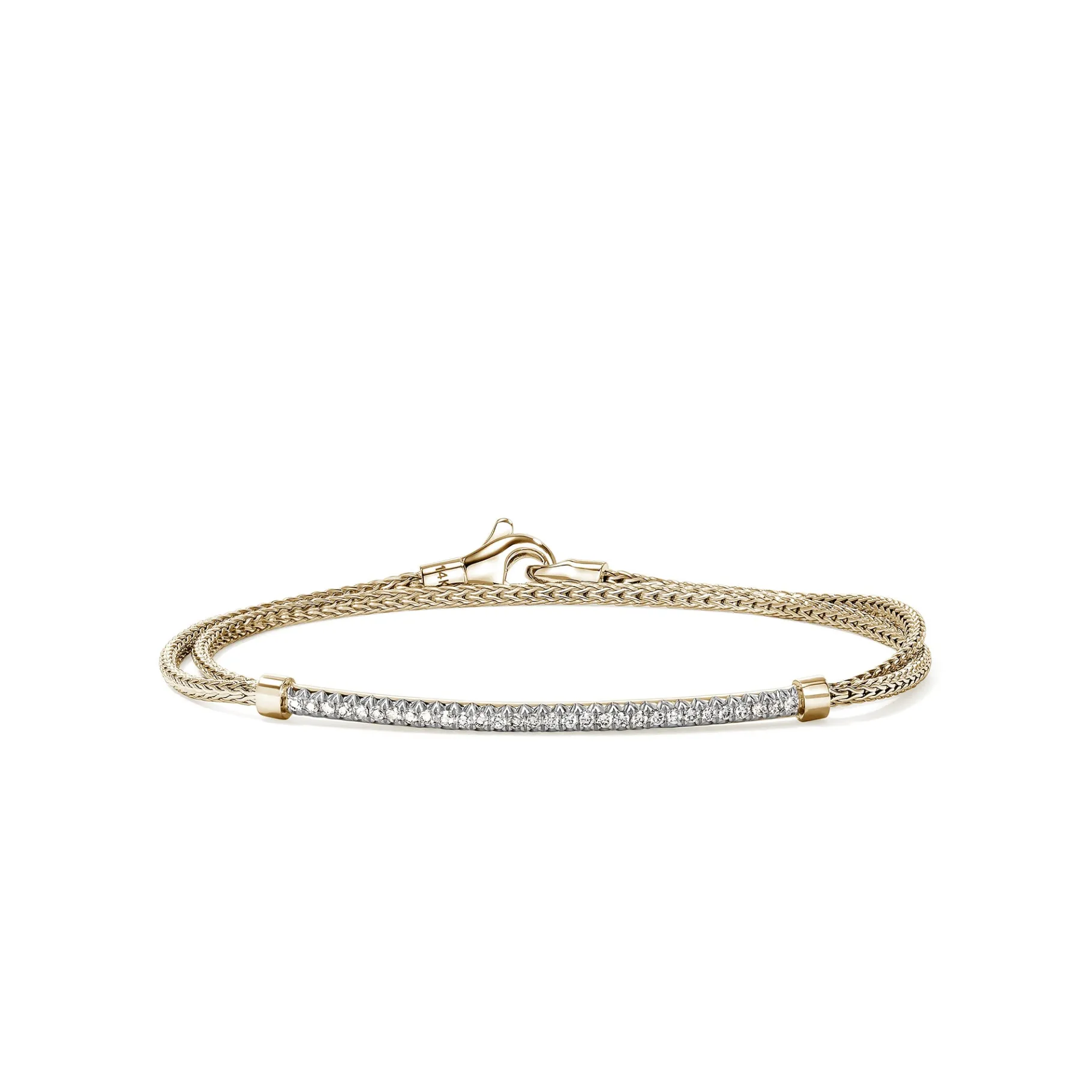 Women John Hardy JH Essential Pavé Wrap Bracelet, Gold, Diamonds, 1.8MM