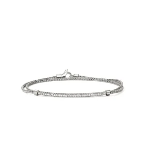 Women John Hardy JH Essential Pavé Wrap Bracelet, Sterling Silver, Diamonds, 1.8MM