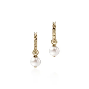 Women John Hardy JH Essential Pearl Hoop Earring, Gold