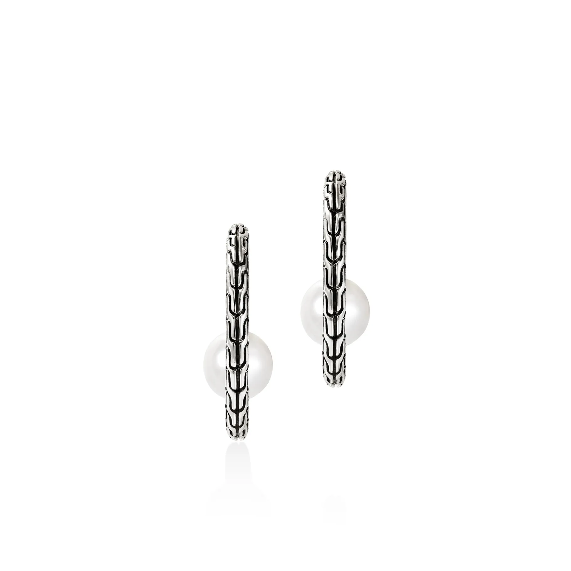 Women John Hardy JH Essential Pearl Hoop Earring, Sterling Silver