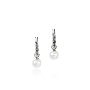 Women John Hardy JH Essential Pearl Hoop Earrings, Sterling Silver