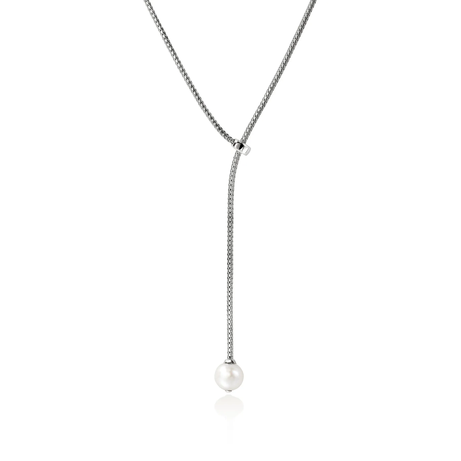Women John Hardy JH Essential Pearl Lariat Necklace, Sterling Silver, 1.8MM