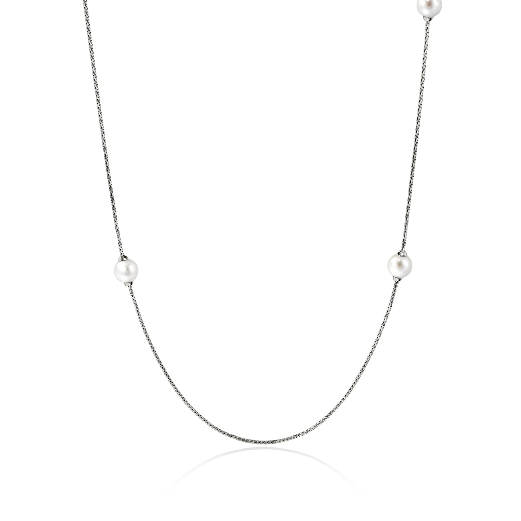 Women John Hardy JH Essential Pearl Necklace, Sterling Silver, Pearl, 1.8MM