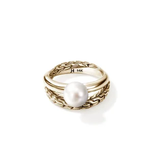 Women John Hardy JH Essential Pearl Ring, Gold, Pearl