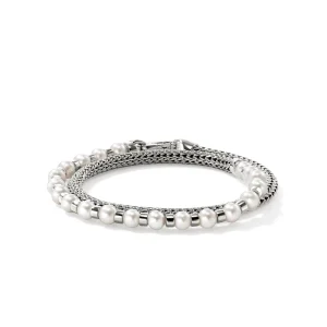 Women John Hardy JH Essential Pearl Wrap Bracelet, Sterling Silver