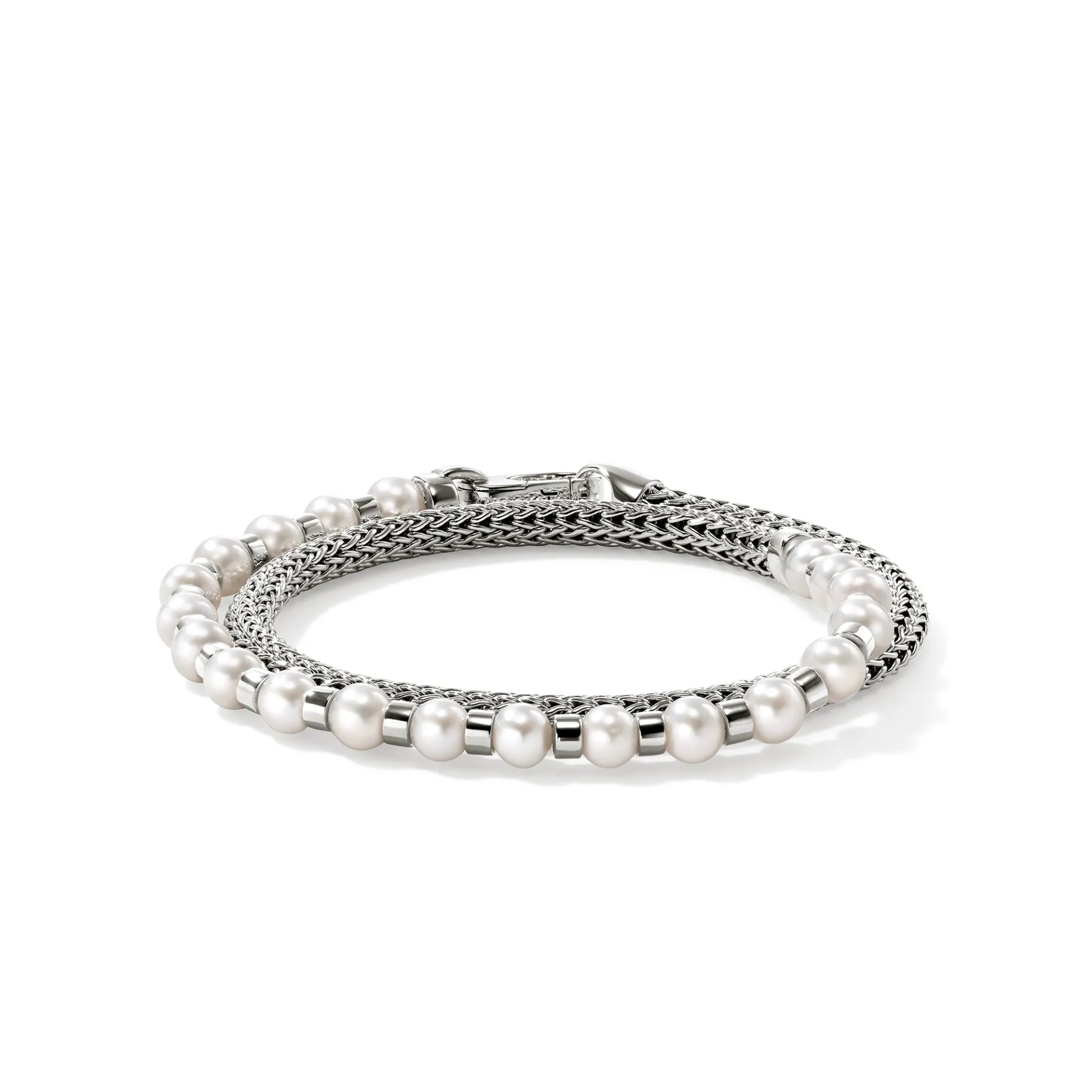 Women John Hardy JH Essential Pearl Wrap Bracelet, Sterling Silver