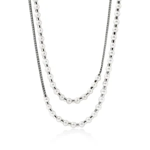 Women John Hardy JH Essential Pearl Wrap Necklace, Sterling Silver, 2.5MM