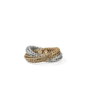 Women John Hardy Kami Chain Crossover Ring, Gold, Sterling Silver, 4.5MM