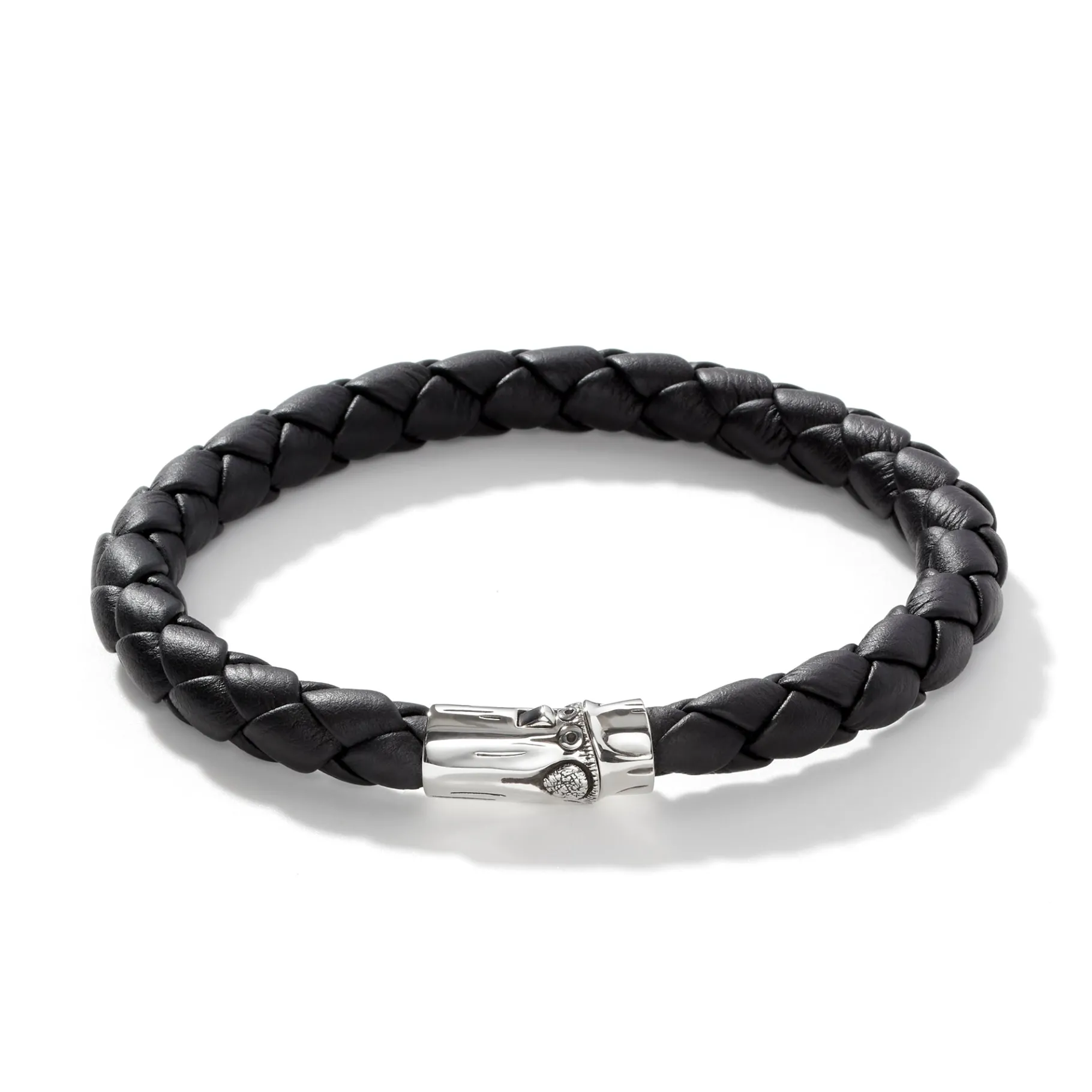 John Hardy Leather Bamboo Station Bracelet, Silver
