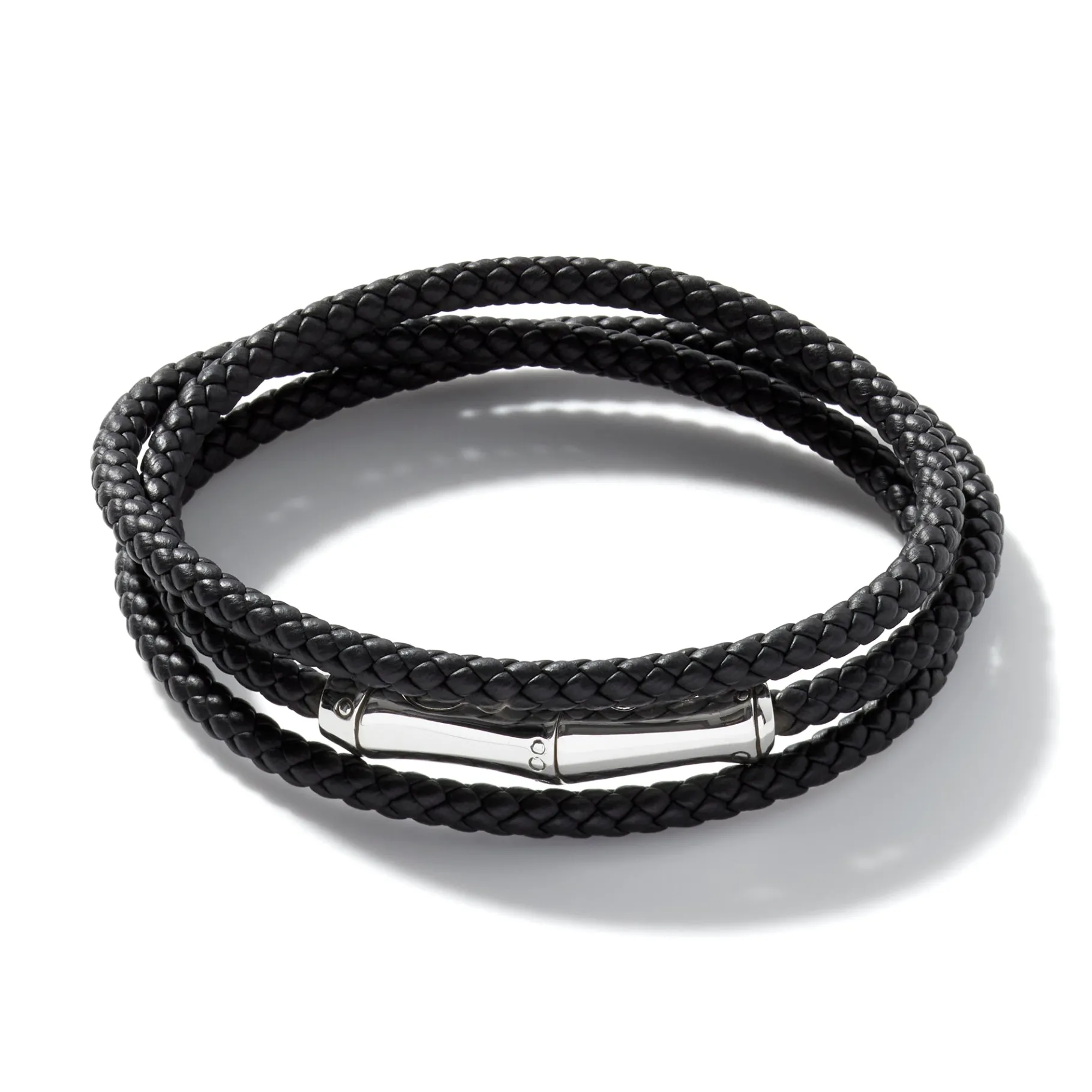 John Hardy Leather Bamboo Triple Wrap, Sterling Silver