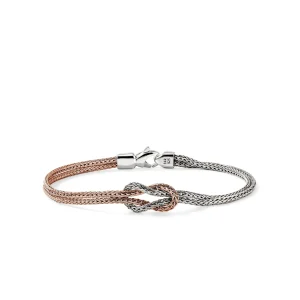 Women John Hardy Love Knot Bracelet, Rose Gold, Sterling Silver, 3.6MM