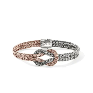 Women John Hardy Love Knot Bracelet, Rose Gold, Sterling Silver, 7MM