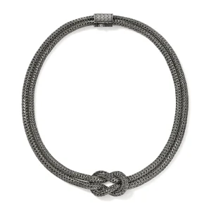 Women John Hardy Love Knot Necklace, Dark Silver, 10MM