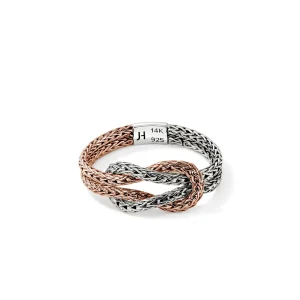 Women John Hardy Love Knot Ring, Rose Gold, Sterling Silver, 3.6MM