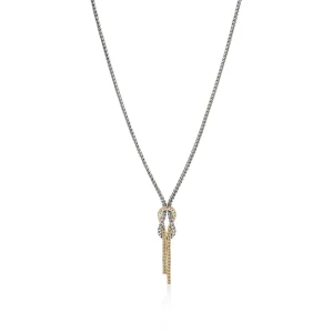 Women John Hardy Love Knot Y Necklace, Gold, Sterling Silver, 1.8MM
