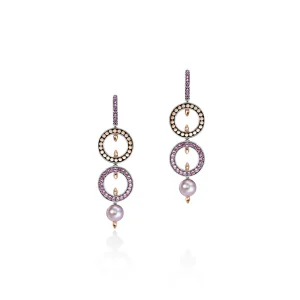 Women John Hardy Moon Door Earrings, Silver, Rose Gold, Pavé, Pearl