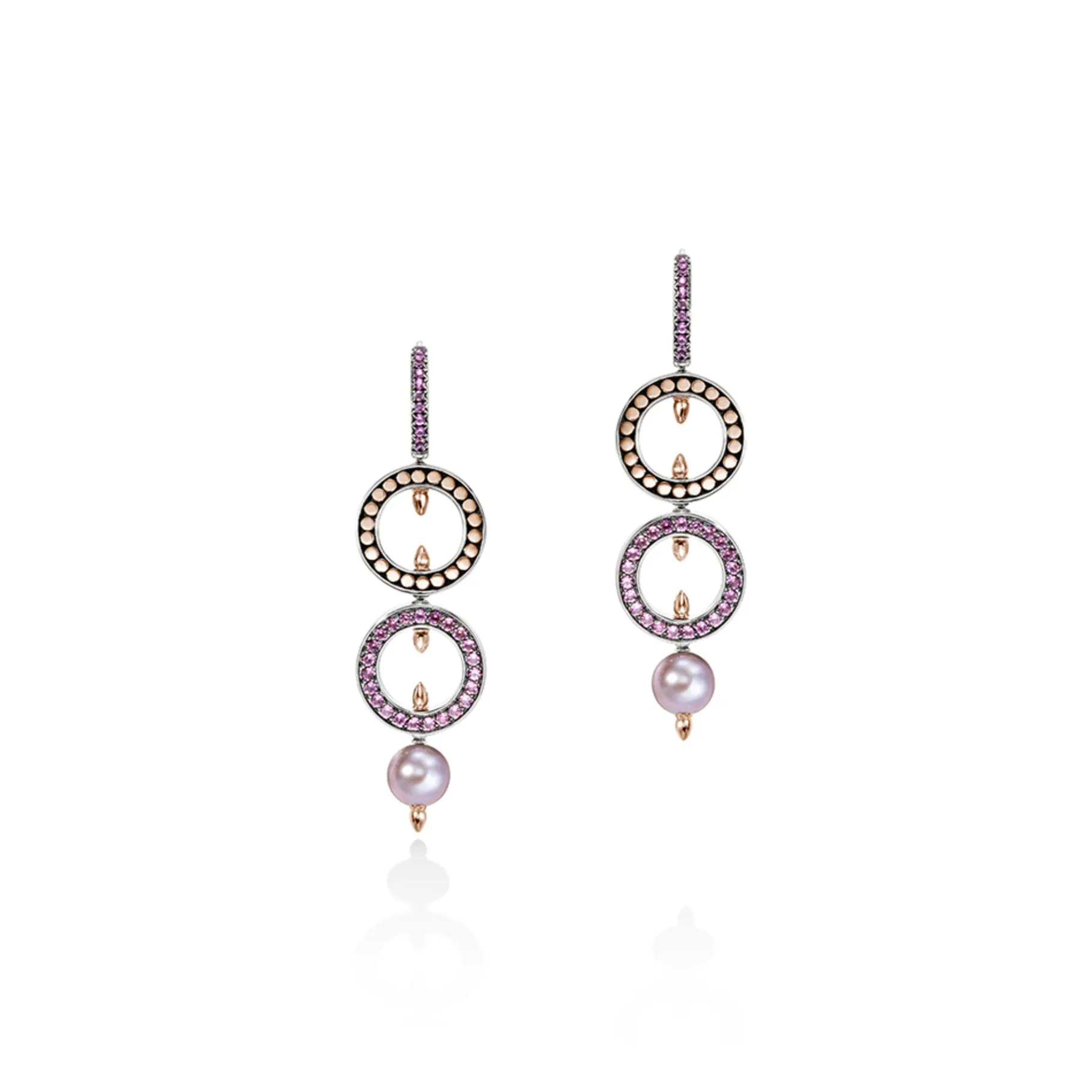 Women John Hardy Moon Door Earrings, Silver, Rose Gold, Pavé, Pearl