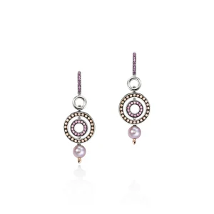 Women John Hardy Moon Door Earrings, Silver, Rose Gold, Pavé, Pearl