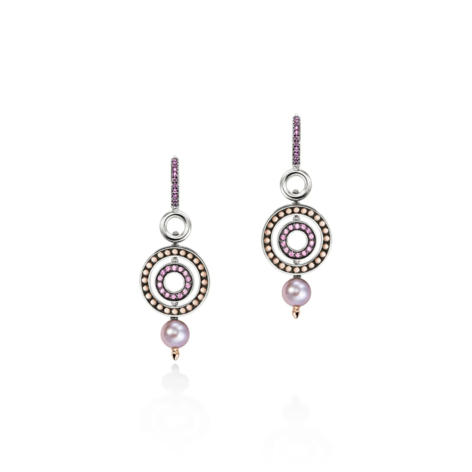 Women John Hardy Moon Door Earrings, Silver, Rose Gold, Pavé, Pearl