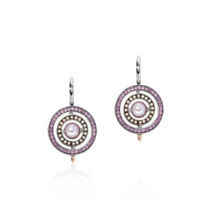 Women John Hardy Moon Door Earrings, Silver, Rose Gold, Pavé, Pearl