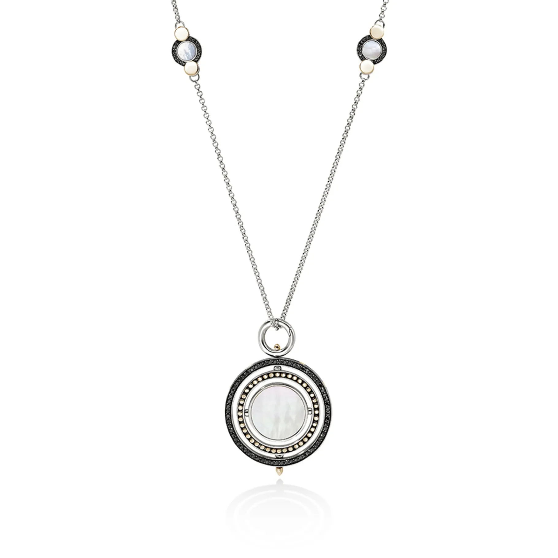 Women John Hardy Moon Door Necklace, Silver, Gold, Pavé, Pearl