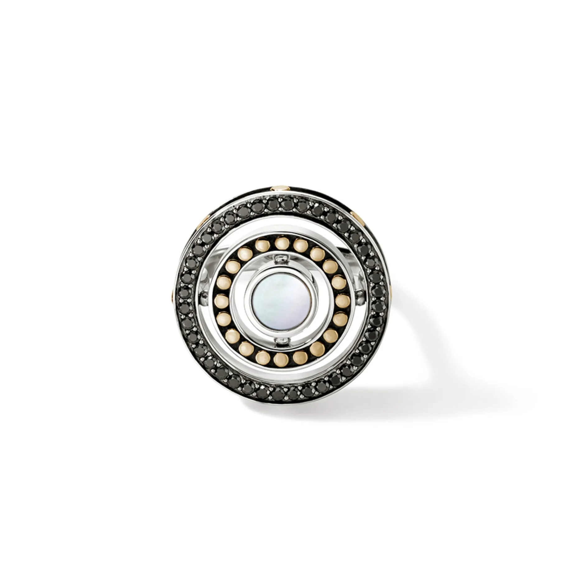 Women John Hardy Moon Door Ring, Silver, Gold, Pavé
