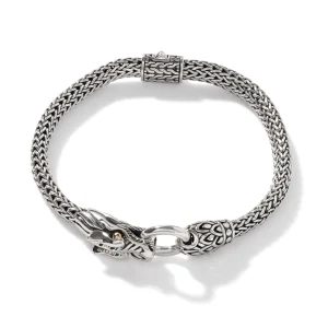 Women John Hardy Naga Bracelet, Sterling Silver, Gold, 5MM