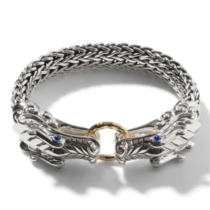 Women John Hardy Naga Bracelet, Sterling Silver, Gold, 10.5MM