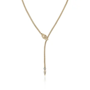 Women John Hardy Naga Lariat, Gold, Diamonds, 2.5MM