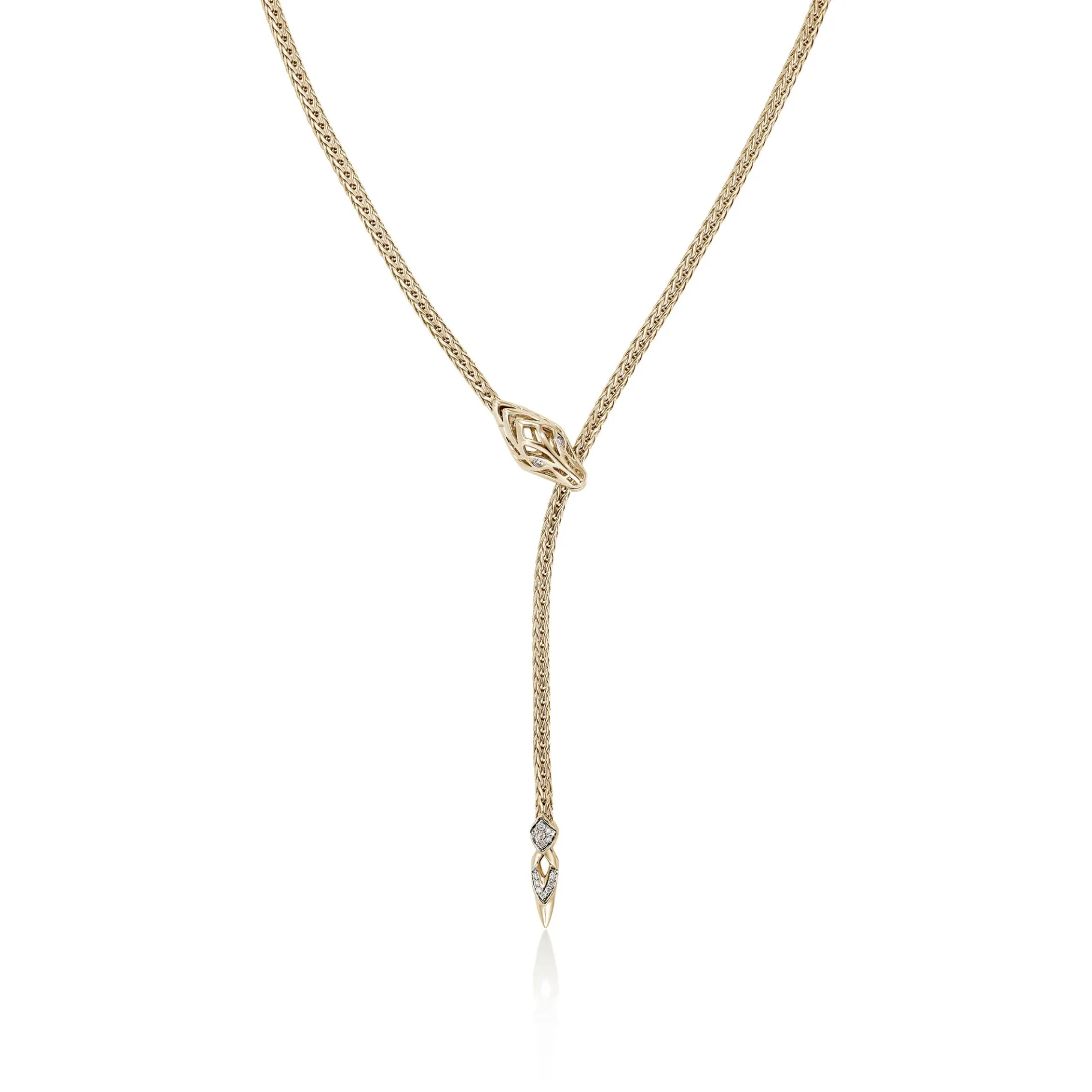Women John Hardy Naga Lariat, Gold, Diamonds, 2.5MM
