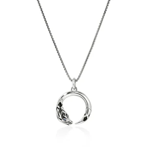 John Hardy Naga Pendant Necklace, Sterling Silver, Blue Sapphire, 1.6MM