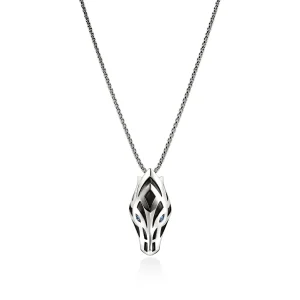 John Hardy Naga Pendant Necklace, Sterling Silver, Blue Sapphire, 2.7MM