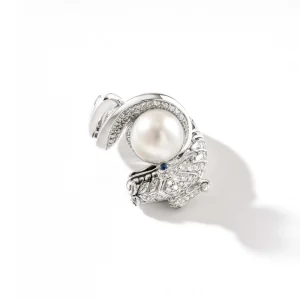 Women John Hardy Naga Ring, Sterling Silver, Diamonds, Pearl