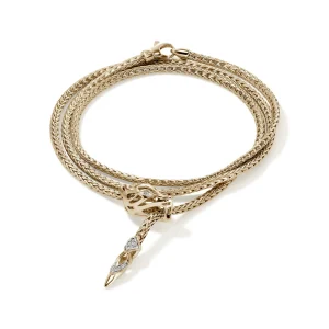 Women John Hardy Naga Wrap, Gold, Diamonds, 2.5MM