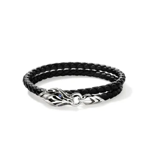 John Hardy Naga Wrap, Leather, Sterling Silver, Blue Sapphire, 5MM