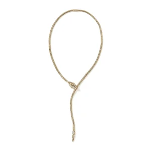 Women John Hardy Naga Y Necklace, Gold, Diamonds, 4.4MM