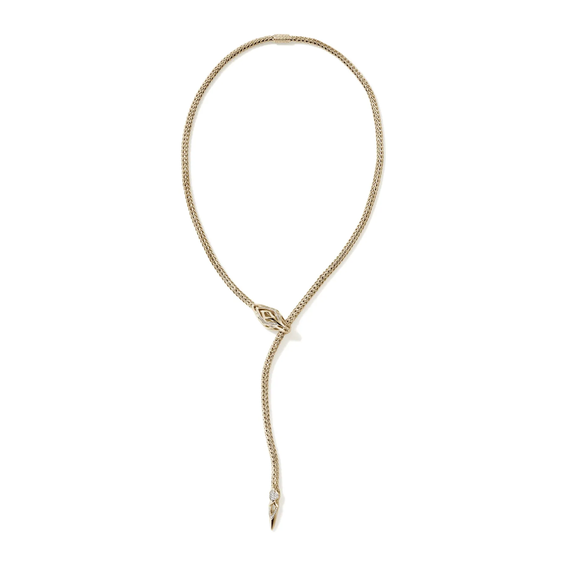 Women John Hardy Naga Y Necklace, Gold, Diamonds, 4.4MM