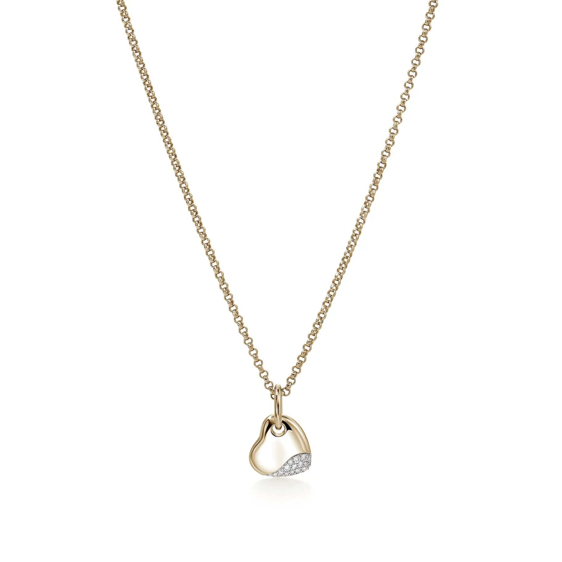 Women John Hardy Pebble Heart Necklace, Gold, Diamonds, Small