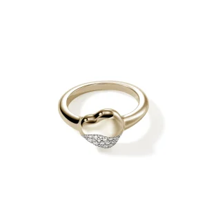 Women John Hardy Pebble Heart Ring, Gold, Diamonds