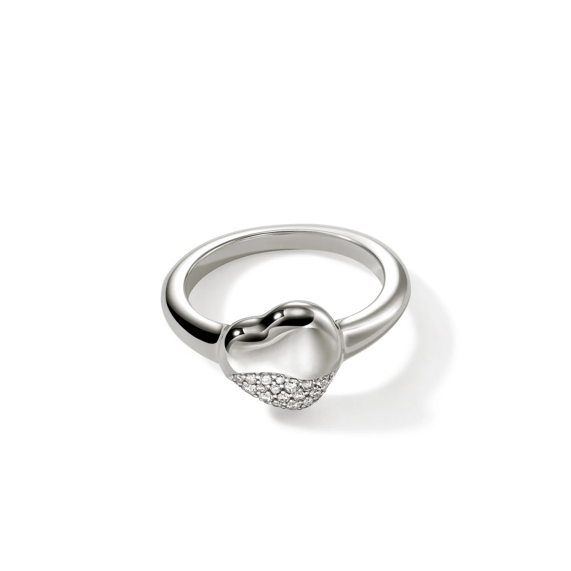 Women John Hardy Pebble Heart Ring, Sterling Silver, Diamonds