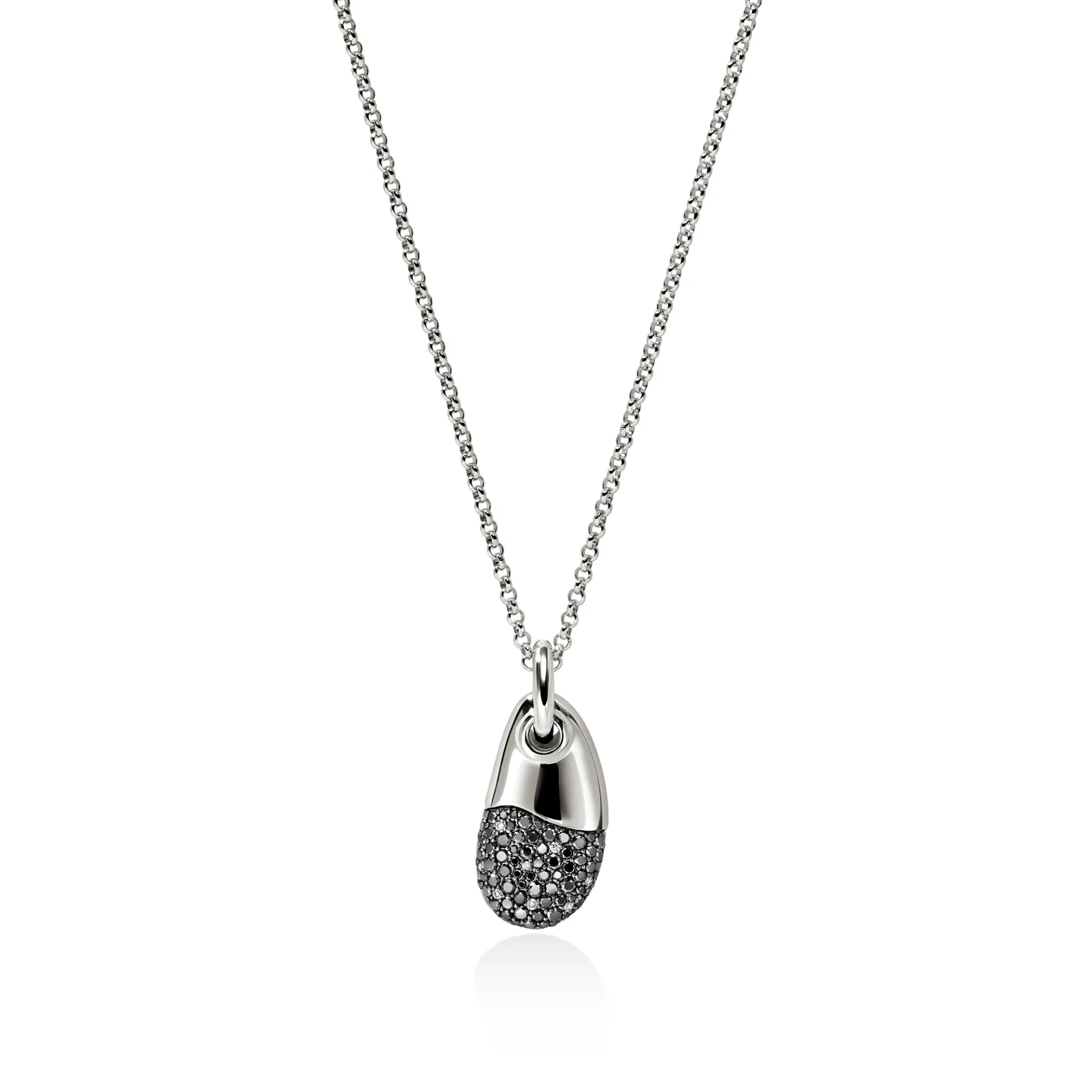 Women John Hardy Pebble Necklace, Sterling Silver, Black Sand Diamond Pavé
