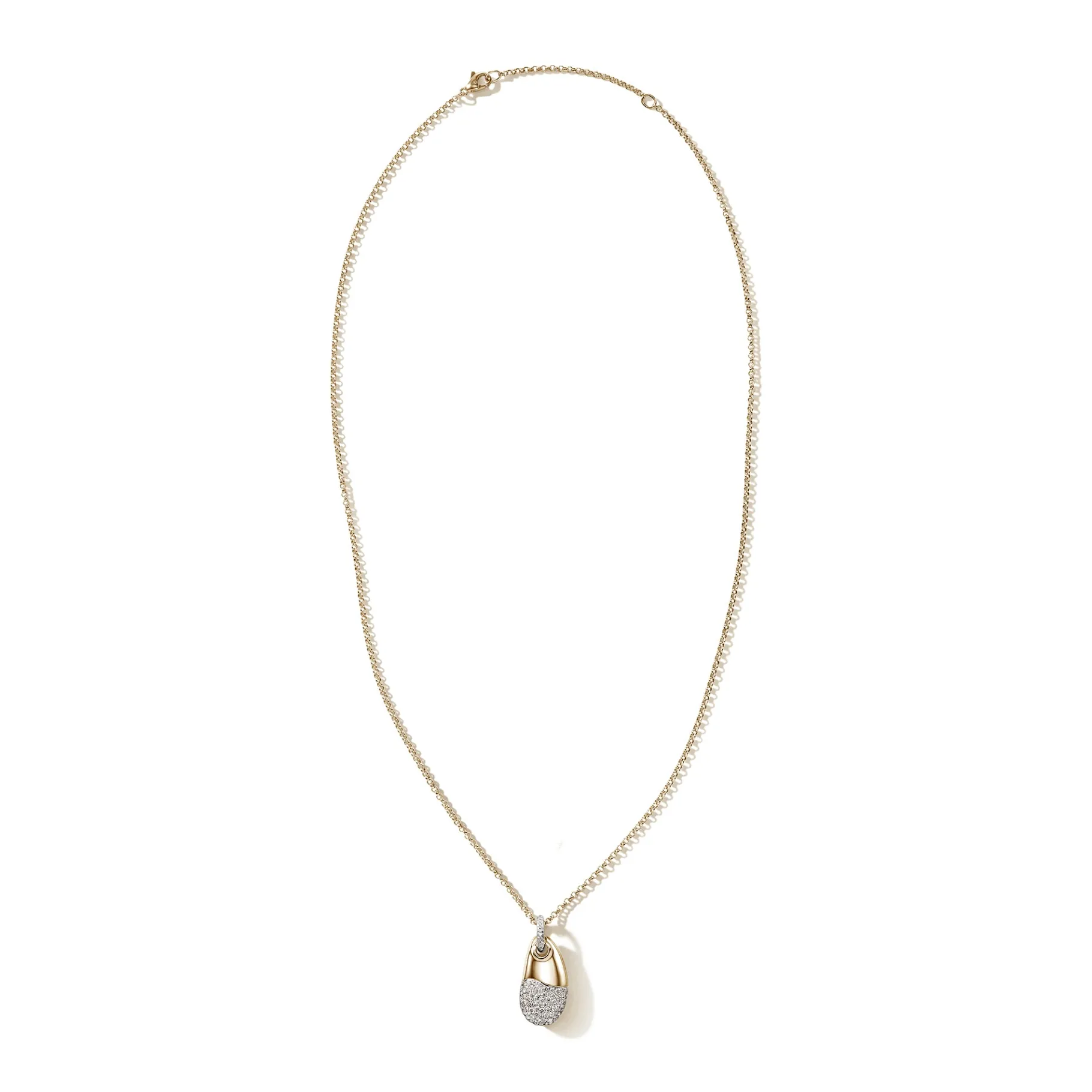 Women John Hardy Pebble Pendant, Gold, Silver, Diamonds