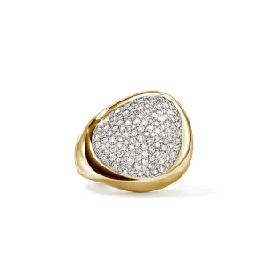 Women John Hardy Pebble Ring, Gold, Diamonds