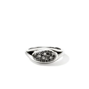 Women John Hardy Pebble Ring, Sterling Silver, Black Sand Diamond Pavé