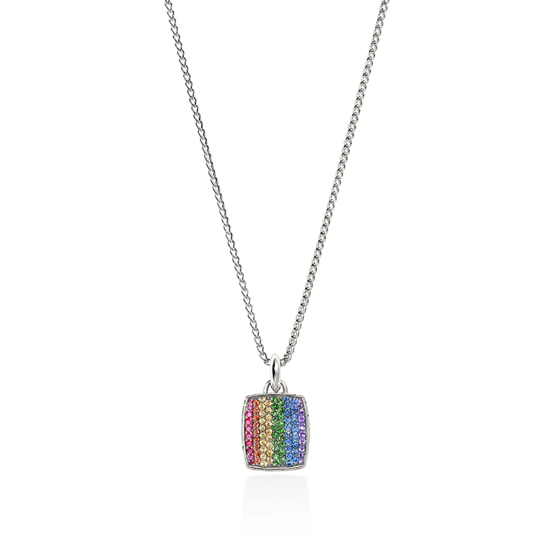 Women John Hardy Rainbow Tag Necklace, Sterling Silver, Gemstones