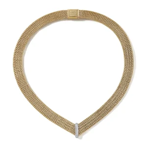 Women John Hardy Rata Chain Chevron Necklace, Gold, Diamonds
